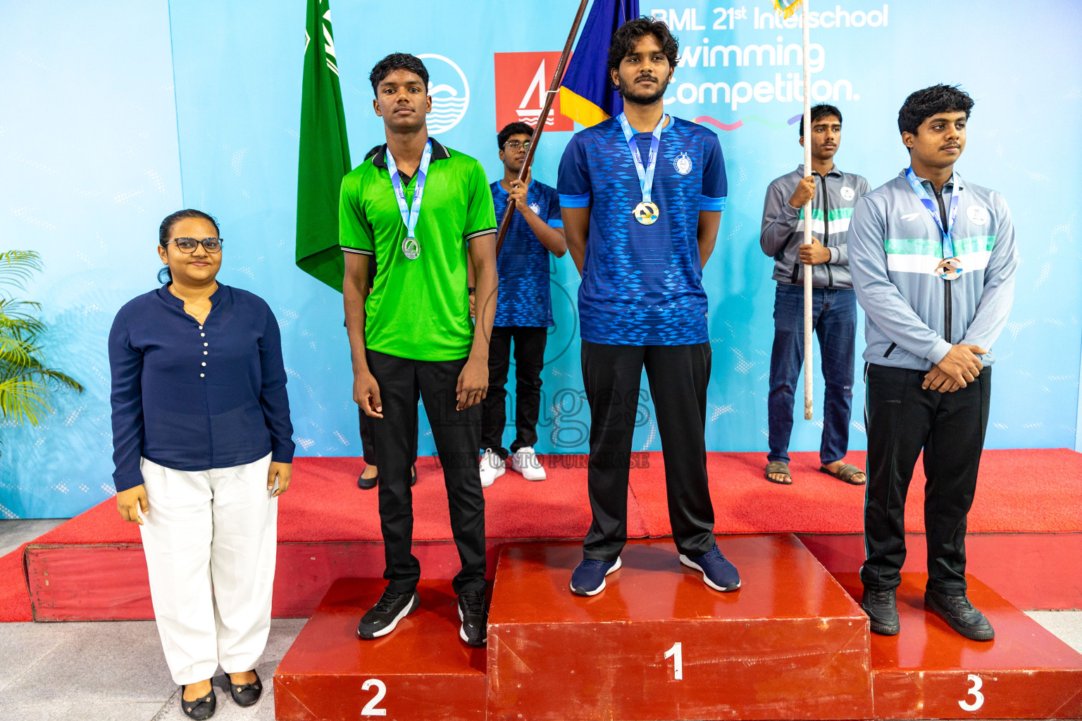 Closing Ceremony of BML 21st Interschool Swimming Competition 2025 .was held in Hulhumale' Swimming Pool, Hulhumale', Maldives on Saturday, 18th October 2025. 
Photos: Hassan Simah / images.mv