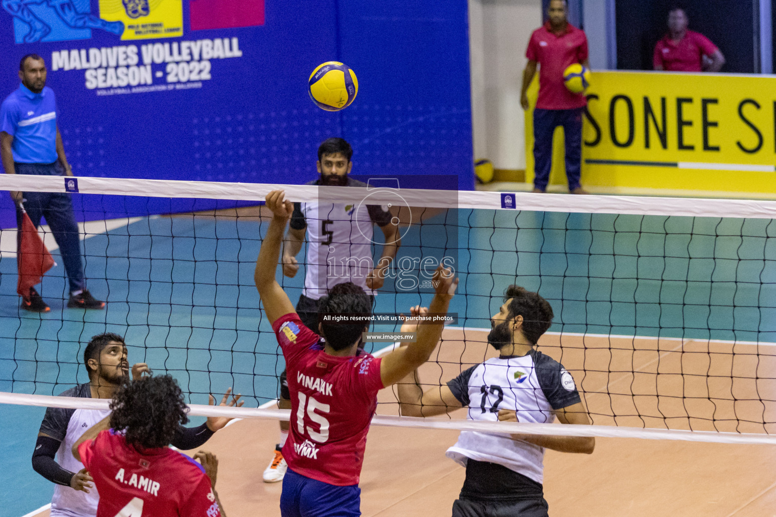 Sports Club City vs Dhivehi Sifainge Club in the Finals of National Volleyball Tournament 2022 on Thursday, 07th July 2022, held in Social Center, Male', Maldives