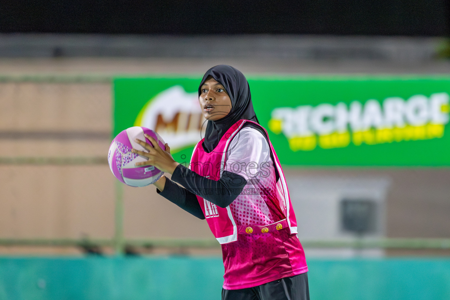 Xenith Sports Club vs N Sports Academy in Division 2 of National Netball Tournament 2025 held in Ekuveni Netball Court at Male', Maldives on Friday, 23rd May 2025. Photos: Mohamed Mahfooz Moosa / images.mv