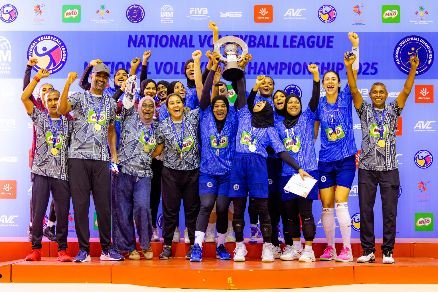 Police Club vs Club Wamco in the Final of Women's Division of National Volleyball League 2025 held in Male', Maldives on Sunday, 27th April 2025 at Social Center Indoor Hall Photos By: Nausham Waheed / images.mv