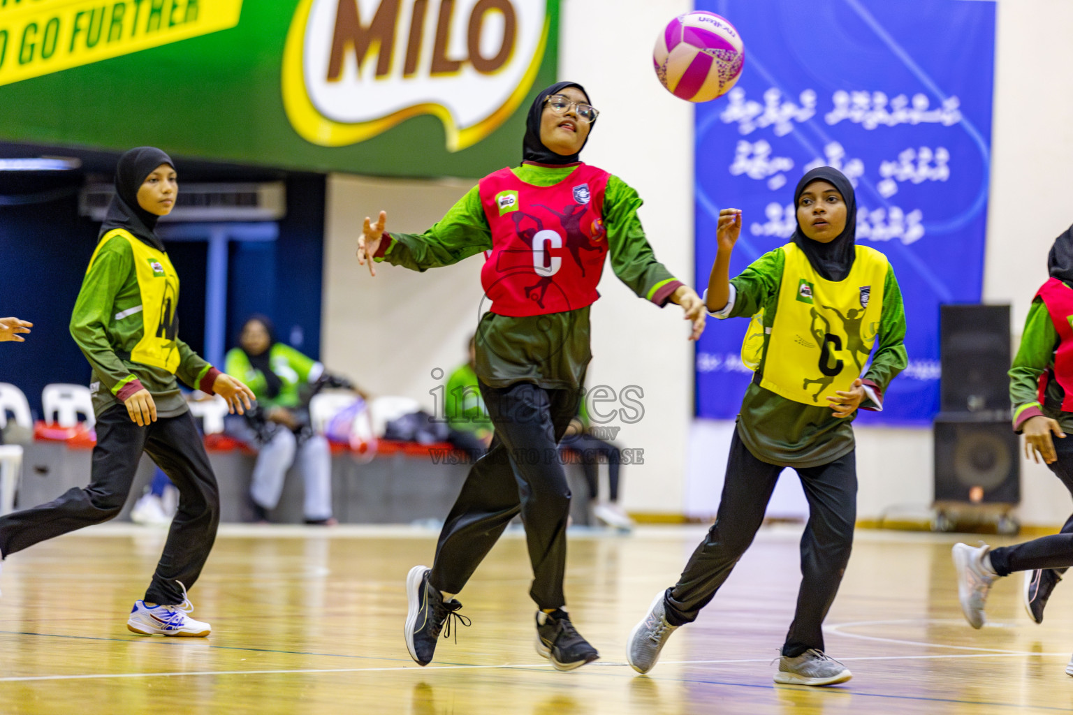 Fiontti Sports Academy vs Fionrri Academy A (U13) in Day 3 of 3rd Netball Junior Championship, held at Social Center on Tuesday, 21st January 2025 . 
Photos: Hassan Simah / images.mv