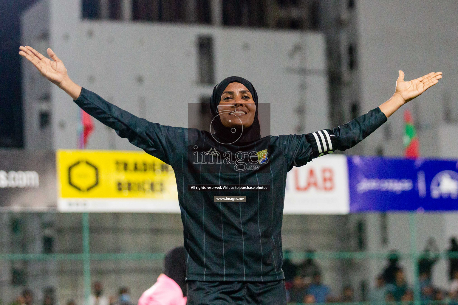 Club WAMCO vs DSC in the Semi Finals of 18/30 Women's Futsal Fiesta 2021 held in Hulhumale, Maldives on 14th December 2021. Photos: Shu Abdul Sattar / images.mv