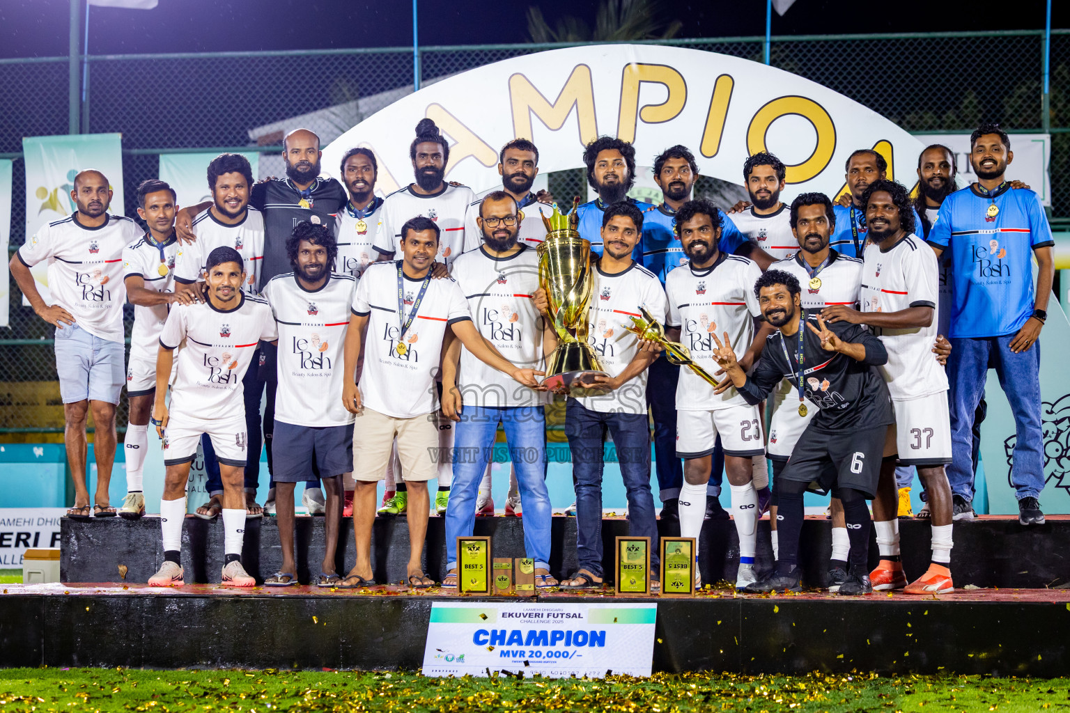 Ifhaams vs Dee Cee Jay SC in Final of Laamehi Dhiggaru Ekuveri Futsal Challenge 2025 was held on Tuesday, 29th July 2025, at Dhiggaru Futsal Ground, Dhiggaru, Maldives Photos: Nausham Waheed  / images.mv