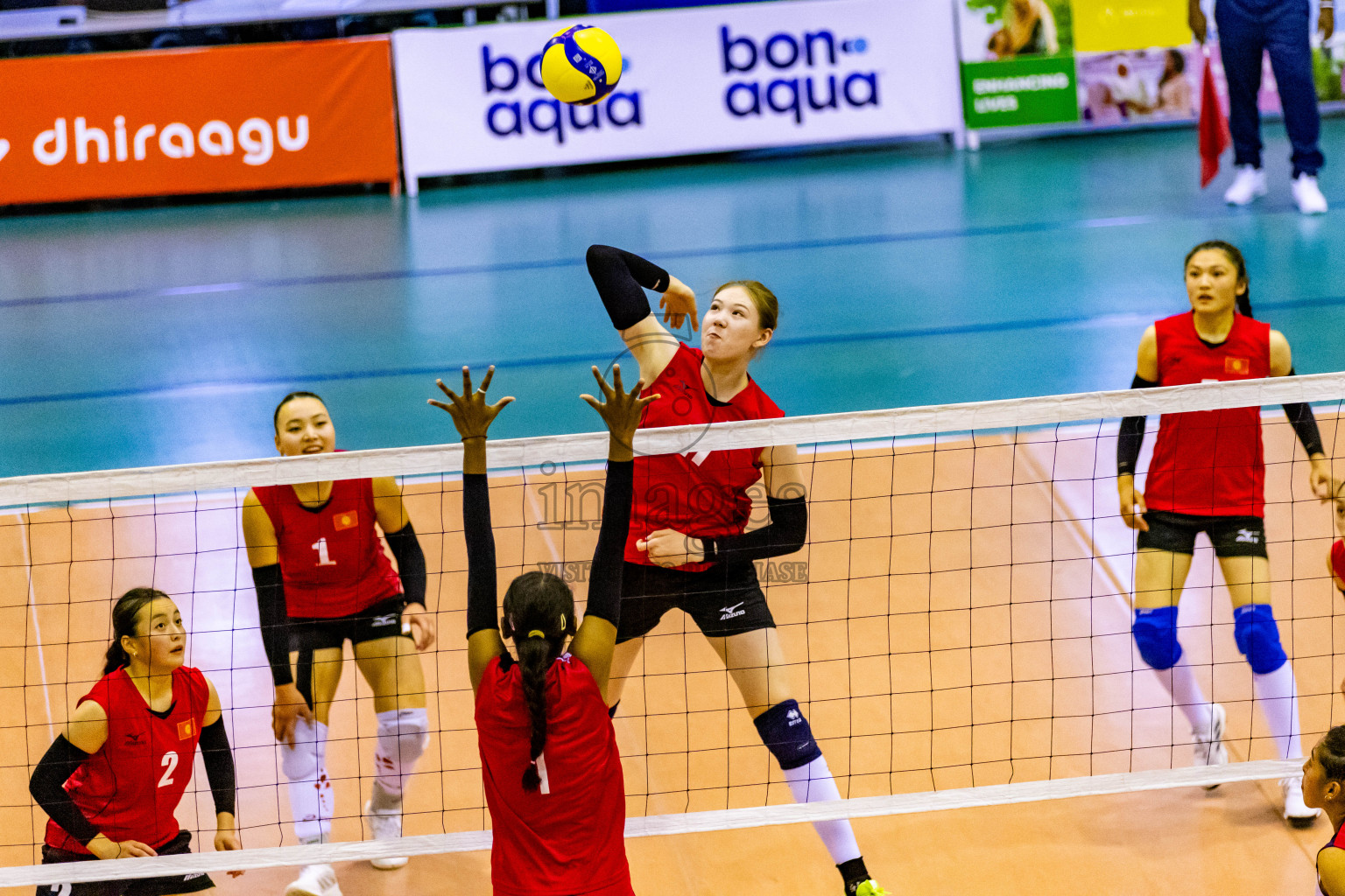 Nepal vs Kyrgyzstan in Day 2 of CAVA U20 Woman's Volleyball Championship 2024 was held in Social Center, Male', Maldives on 19th July 2024. Photos: Nausham Waheed / images.mv