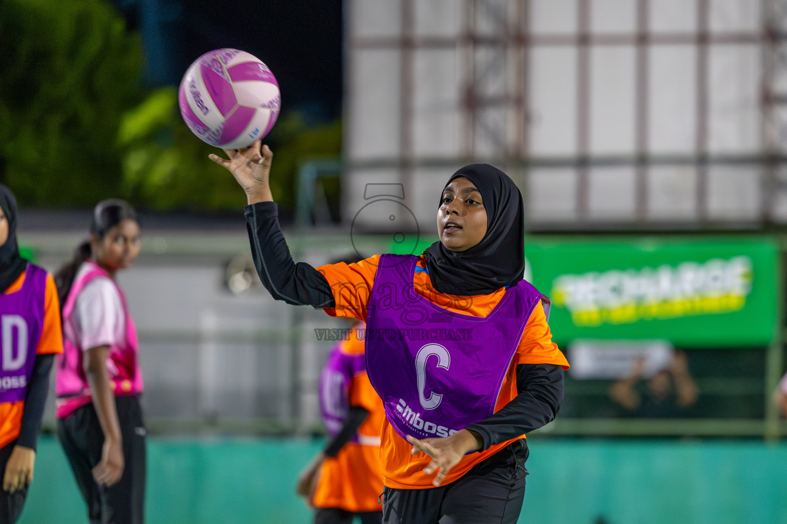 Invicto Sports Club vs N Sports Academy in Division 2 of National Netball Tournament 2025 held in Ekuveni Netball Court at Male', Maldives on Wednesday, 21st May 2025. Photos: Mohamed Mahfooz Moosa / images.mv
