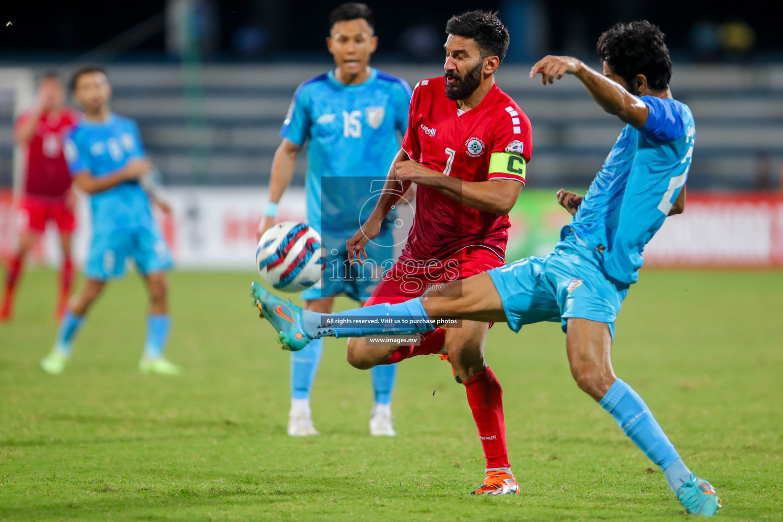 Lebanon vs India in the Semi-final of SAFF Championship 2023 held in Sree Kanteerava Stadium, Bengaluru, India, on Saturday, 1st July 2023. Photos: Hassan Simah / images.mv