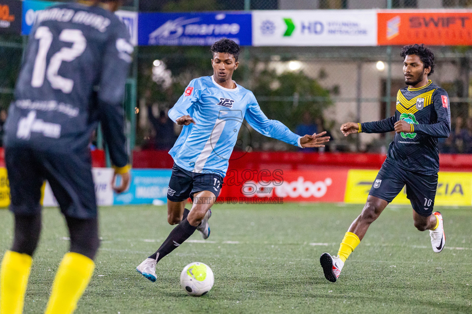 F Magoodhoo vs F Feeali in Day 17 of Golden Futsal Challenge 2024 was held on Wednesday, 31st January 2024, in Hulhumale', Maldives Photos: Hassan Simah / images.mv