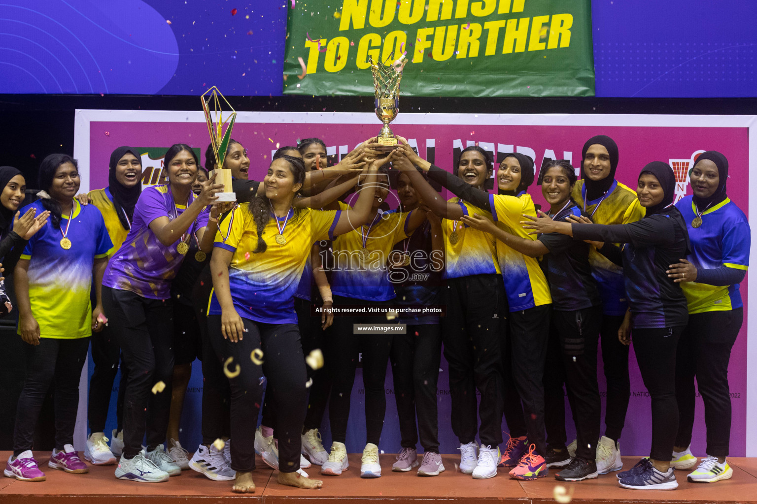 Club Green Streets vs Kulhudhufushi Y&RC in the 1st Division Final of Milo National Netball Tournament 2022 on 22nd July 2022 held in Social Center, Male', Maldives. Photographer: Shuu / images.mv