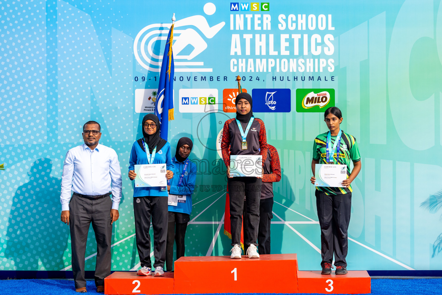 Day 6 of MWSC Interschool Athletics Championships 2024 held in Hulhumale Running Track, Hulhumale, Maldives on Thursday, 14th November 2024. Photos by: Ismail Thoriq / Images.mv