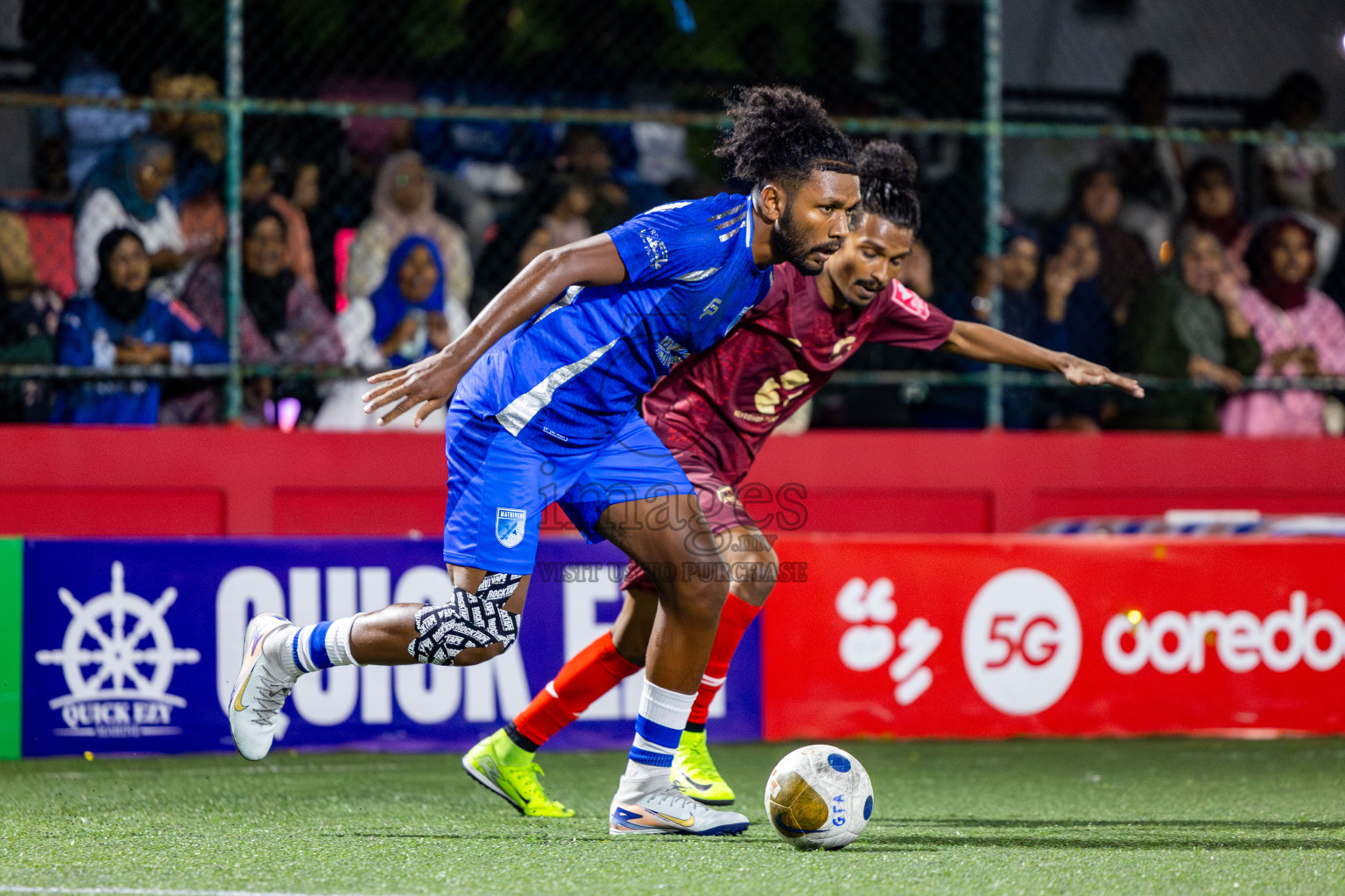 V Keyodhoo vs AA Mathiveri in zone round on Day 32 of Golden Futsal Challenge 2025 was held on Wednesday , 5th February 2025, in Hulhumale', Maldives. Photos: Nausham Waheed / images.mv