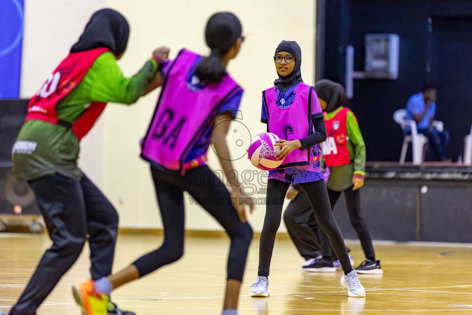 N Sports Acamdemy B vs Fiontti A Team in Day 3 of 3rd Netball Junior Championship, held at Social Center on Tuesday, 21st January 2025 . 
Photos: Hassan Simah / images.mv