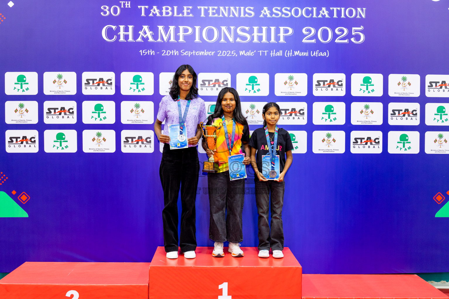 Finals of 30th Table Tennis Association Championship 2025 was held on Saturday, 20th September 2025 in Male' TT Hall, Male', Maldives. Photos: Nausham Waheed / images.mv