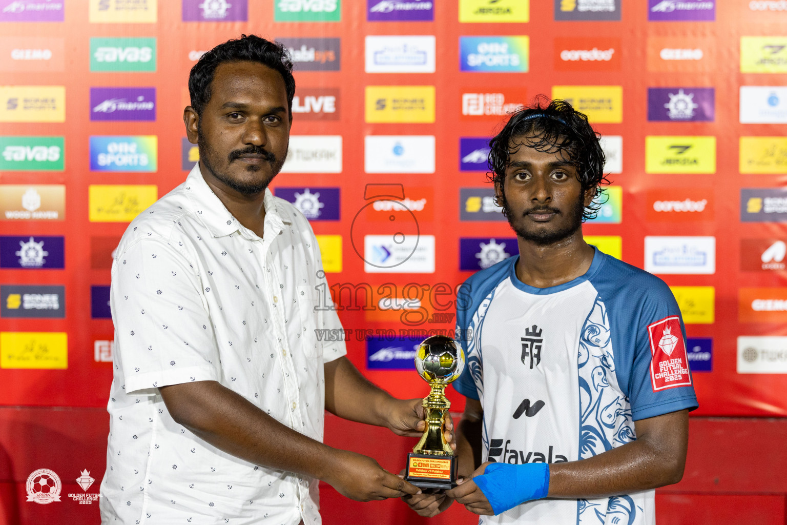 V. Fulidhoo vs V. Felidhoo in Day 12 of Golden Futsal Challenge 2025 was held on Thursday, 16th January 2025, in Hulhumale', Maldives Photos: Mohamed Mahfooz Moosa / images.mv