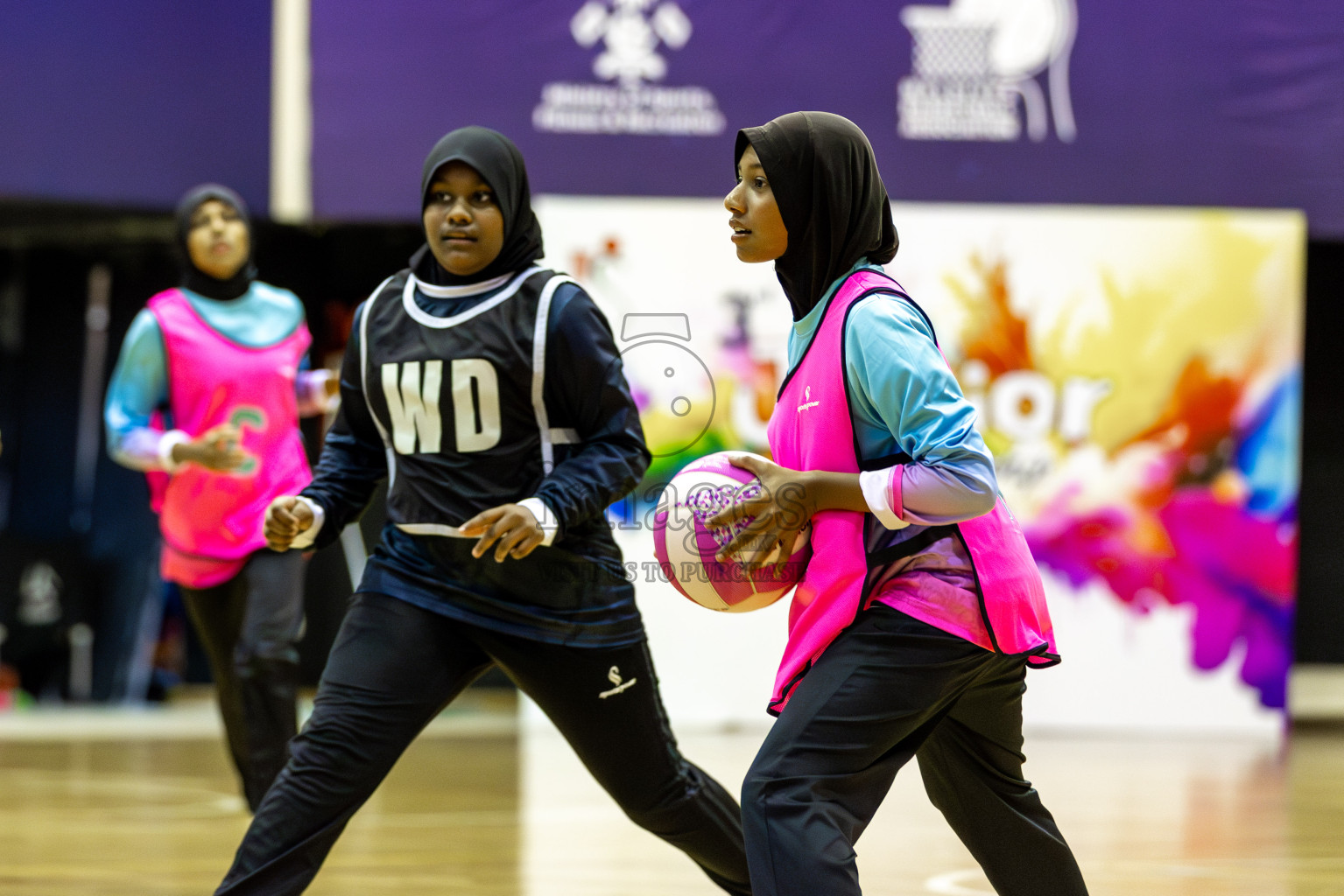 AIS Netball Academy vs MV Netters Academy in Day 6 of 3rd Netball Junior Championship, held at Social Center on Friday 24th January 2025 . Photos: Shuu Abdul Sattar / images.mv