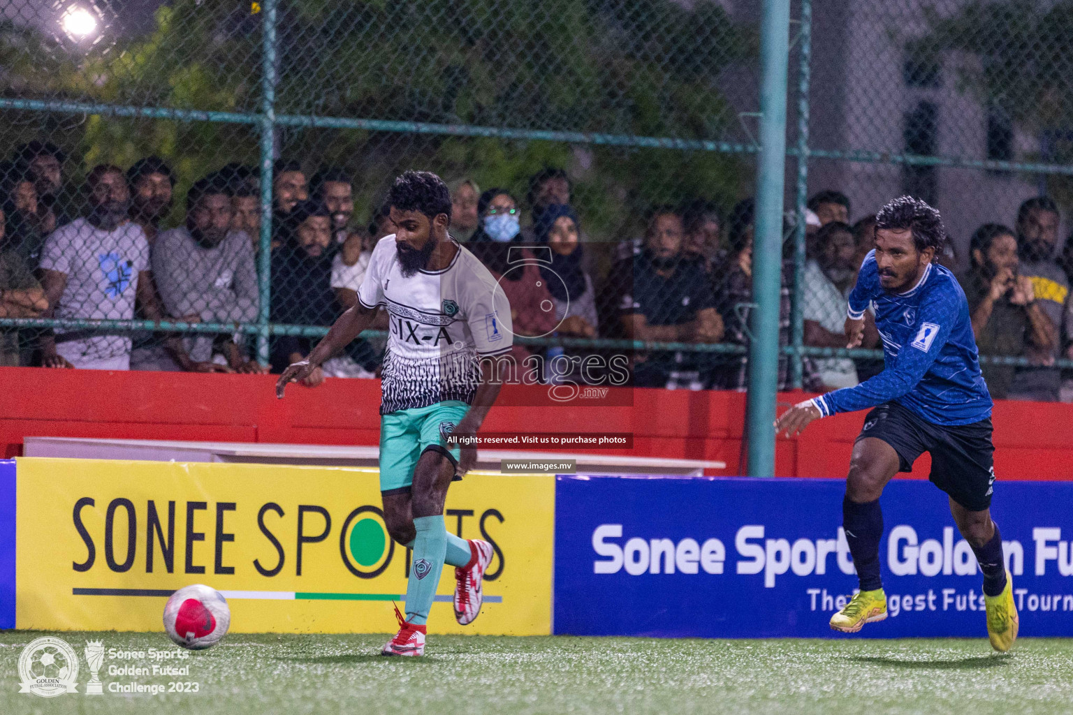 K. Thulusdhoo vs K. Gaafaru in Day 4 of Golden Futsal Challenge 2023 on 08 February 2023 in Hulhumale, Male, Maldives