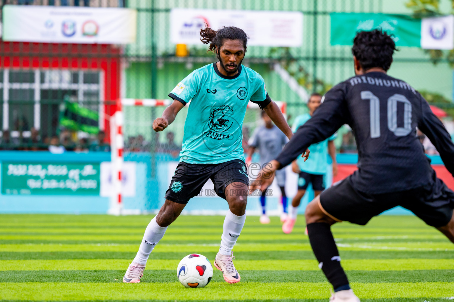 Dee Cee Jay SC vs Naalaafushi YC in Day 3 of Laamehi Dhiggaru Ekuveri Futsal Challenge 2024 was held on Sunday, 28th July 2024, at Dhiggaru Futsal Ground, Dhiggaru, Maldives Photos: Nausham Waheed / images.mv