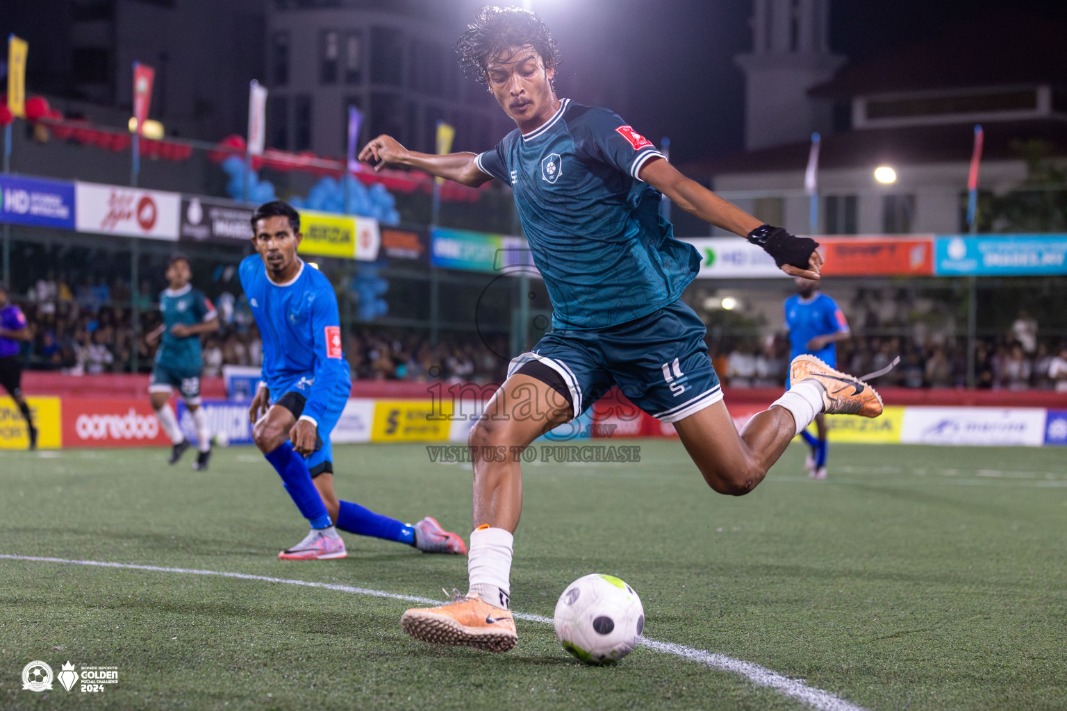 R Dhuvaafaru vs R Alifushi in Day 18 of Golden Futsal Challenge 2024 was held on Thursday, 1st February 2024, in Hulhumale', Maldives Photos: Mohamed Mahfooz Moosa, / images.mv