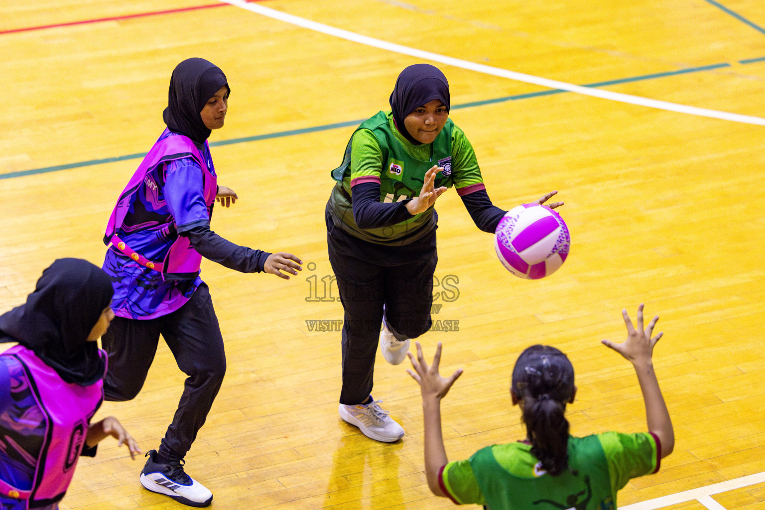 N Sports Acamdemy A vs Fiontti Sports Club in Day 3 of 3rd Netball Junior Championship, held at Social Center on Tuesday, 21st January 2025 . Photos: Nausham Waheed / images.mv