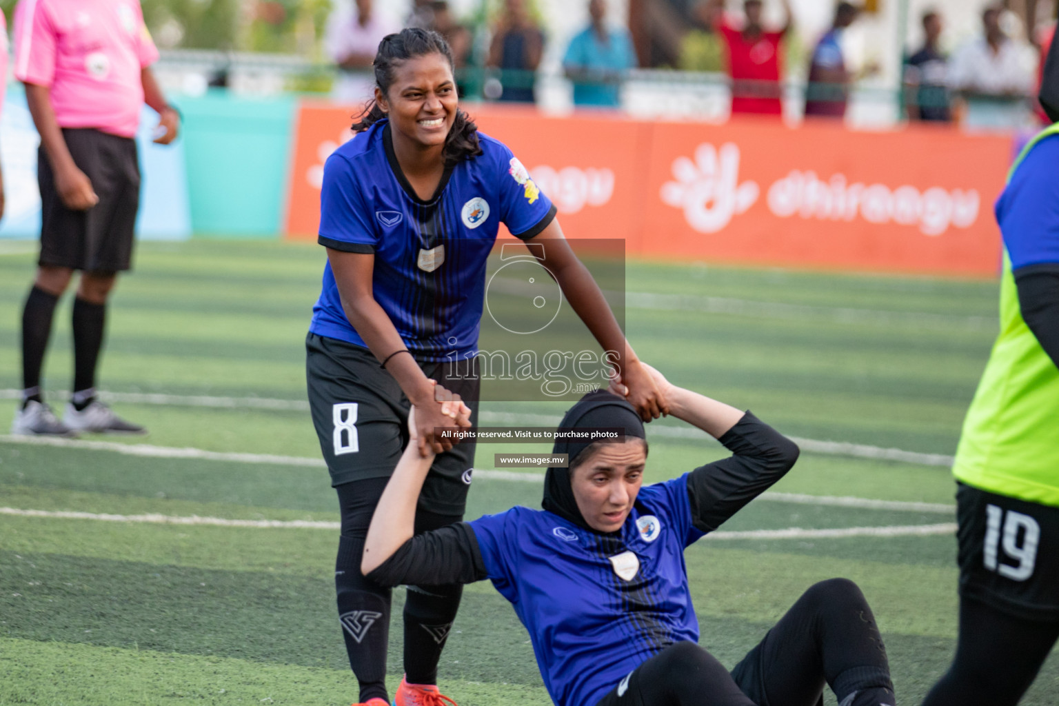 Maldives Ports Limited vs Dhivehi Sifainge Club in the semi finals of 18/30 Women's Futsal Fiesta 2019 on 27th April 2019, held in Hulhumale Photos: Hassan Simah / images.mv