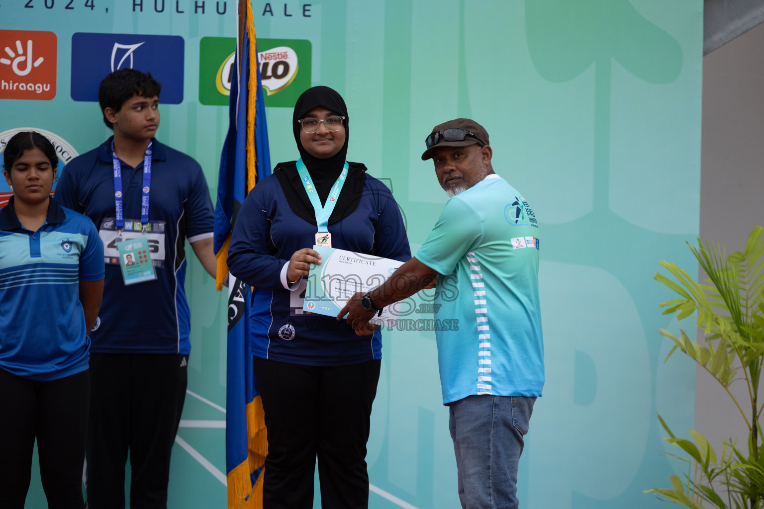 Day 2 of MWSC Interschool Athletics Championships 2024 held in Hulhumale Running Track, Hulhumale, Maldives on Sunday, 10th November 2024. 
Photos by: Hassan Simah / Images.mv