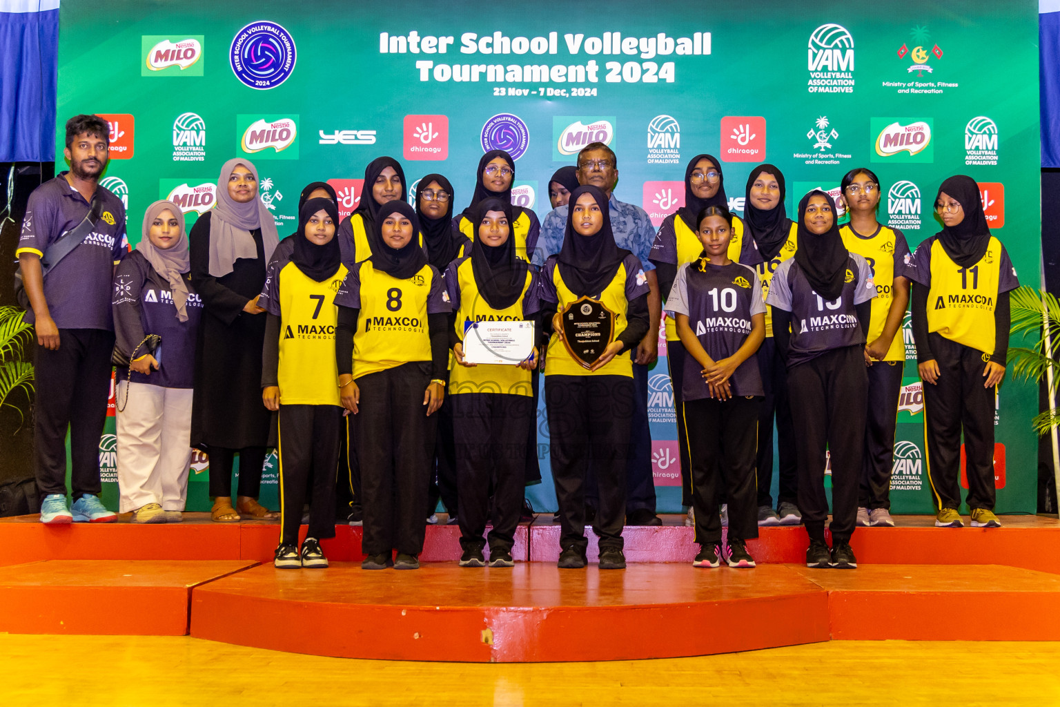 Finals of Interschool Volleyball Tournament 2024 was held in Social Center at Male', Maldives on Friday, 6th December 2024. Photos: Nausham Waheed / images.mv