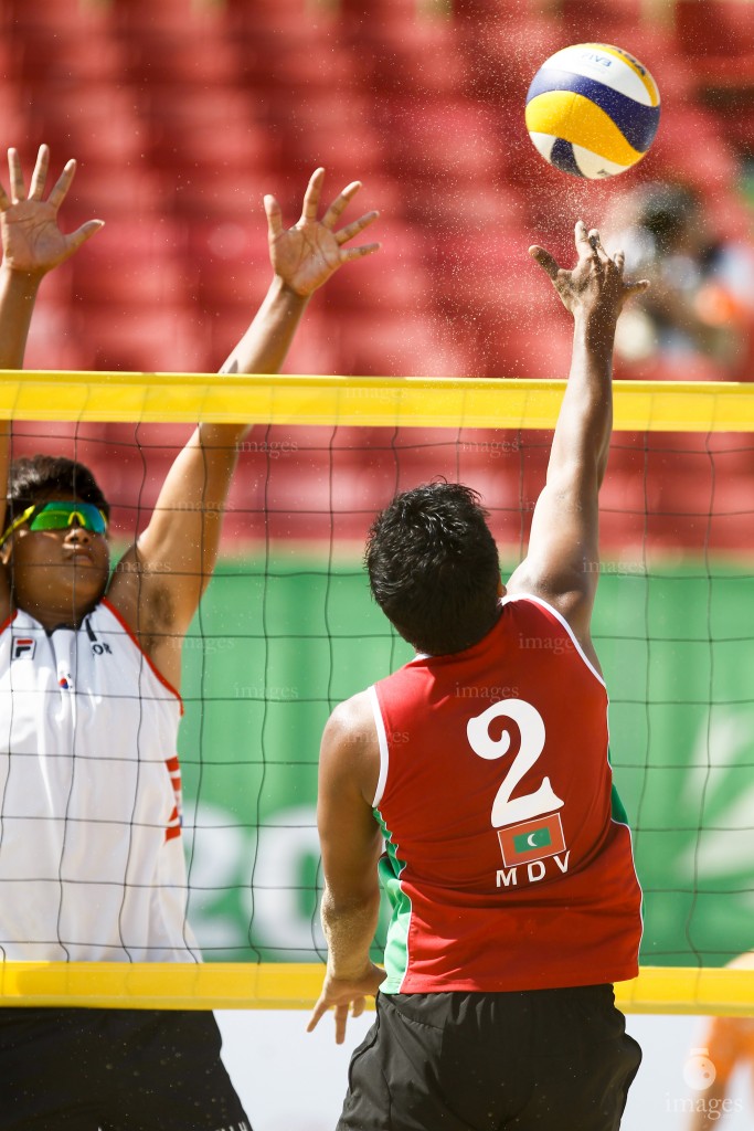 Maldivian beach volleyball team in Asian Games 2014 in Incheon, South Korea (Images.mv Photo/ Hussain Sinan).