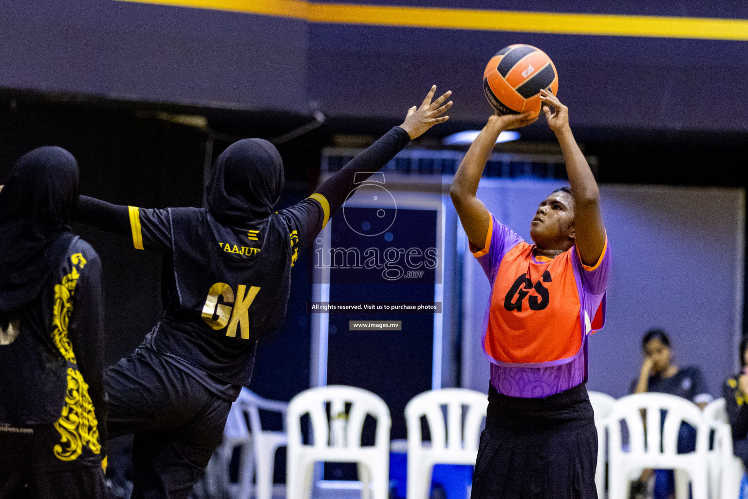 Day 9 of 24th Interschool Netball Tournament 2023 was held in Social Center, Male', Maldives on 4th November 2023. Photos: Hassan Simah / images.mv