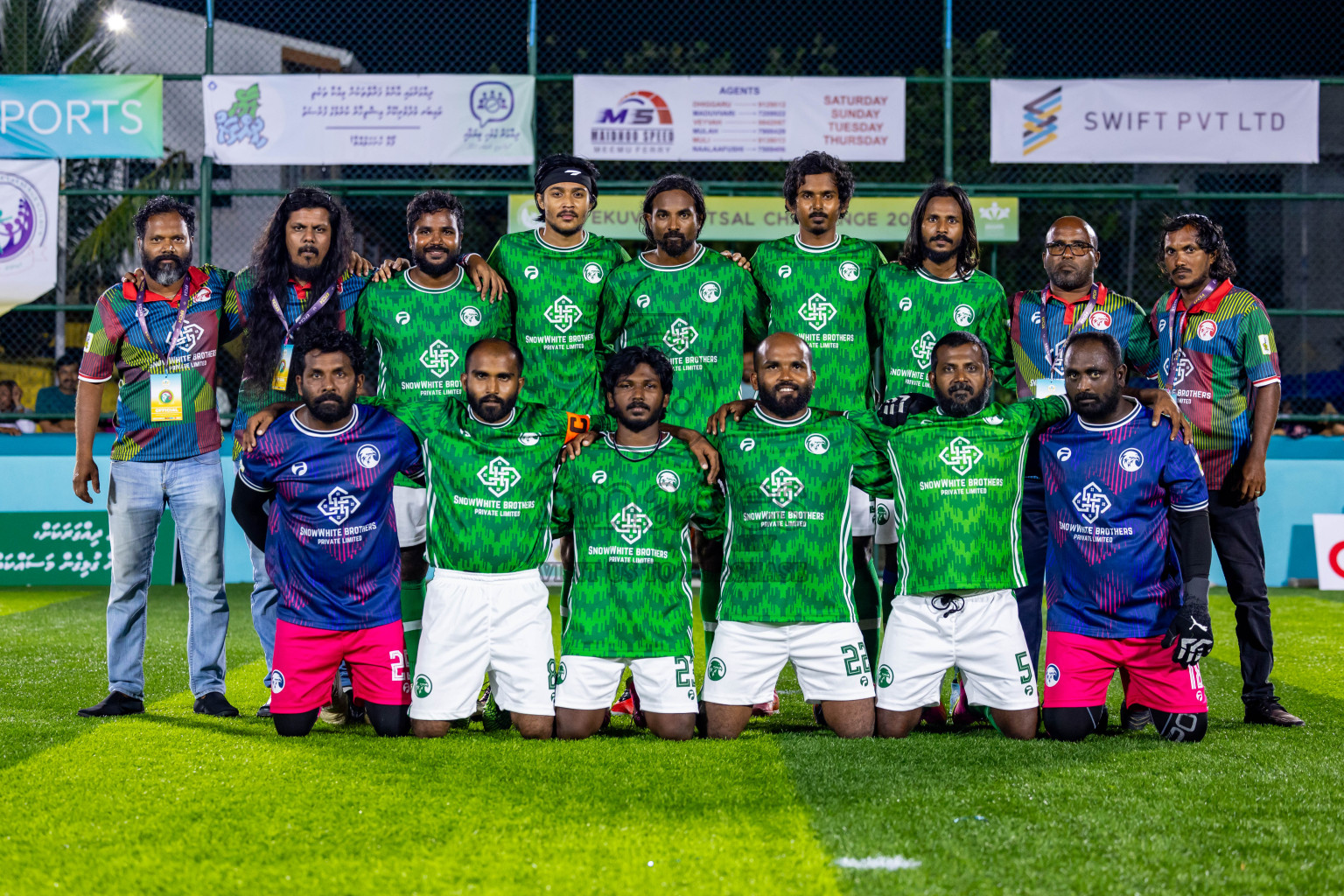 Dee Ess Kay vs FC Baaz in Day 1 of Laamehi Dhiggaru Ekuveri Futsal Challenge 2024 was held on Friday, 26th July 2024, at Dhiggaru Futsal Ground, Dhiggaru, Maldives Photos: Nausham Waheed / images.mv