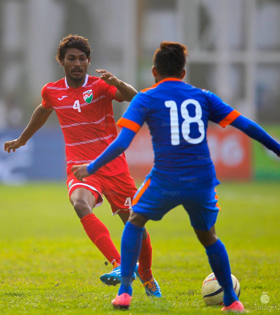 Maldives versus India in the group stage match in the South Asian Games in Guwahati, India, Wednesday, February. 10, 2016. (Images.mv Photo/ Hussain Sinan).