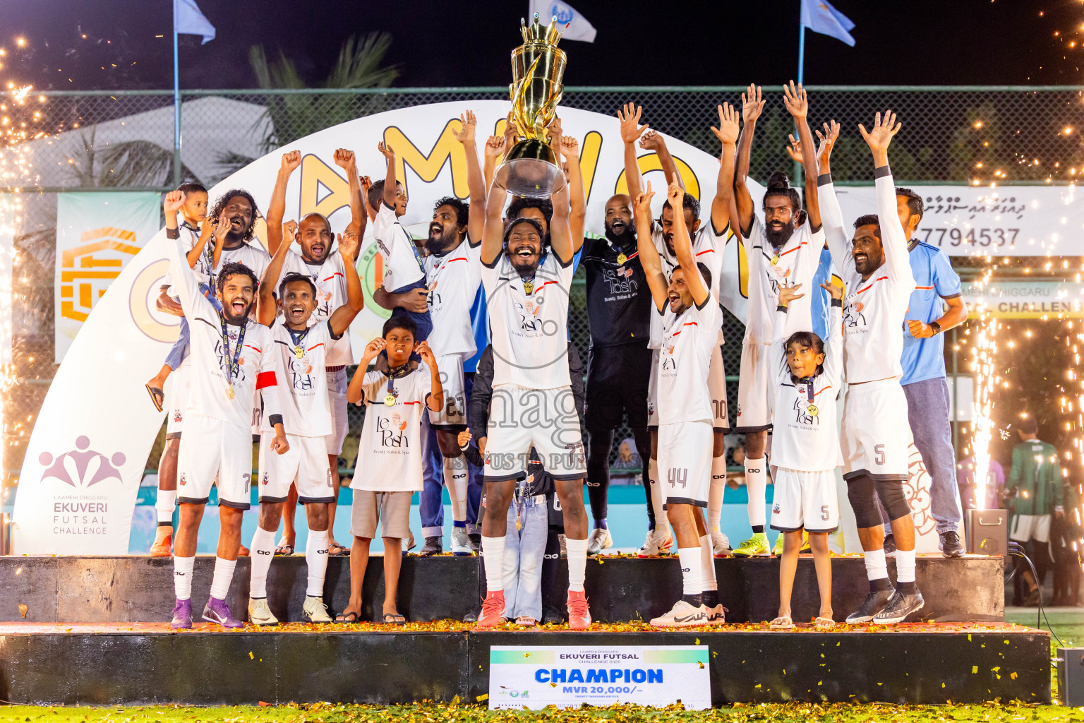 Ifhaams vs Dee Cee Jay SC in Final of Laamehi Dhiggaru Ekuveri Futsal Challenge 2025 was held on Tuesday, 29th July 2025, at Dhiggaru Futsal Ground, Dhiggaru, Maldives Photos: Nausham Waheed  / images.mv