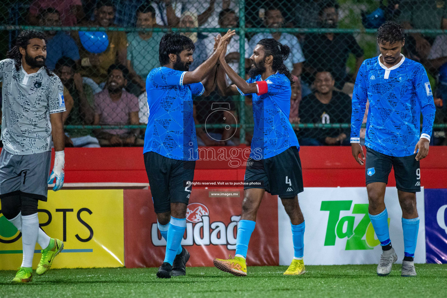 R. Alifushi vs R. Innamaadhoo in Day 7 of Golden Futsal Challenge 2023 on 11 February 2023 in Hulhumale, Male, Maldives