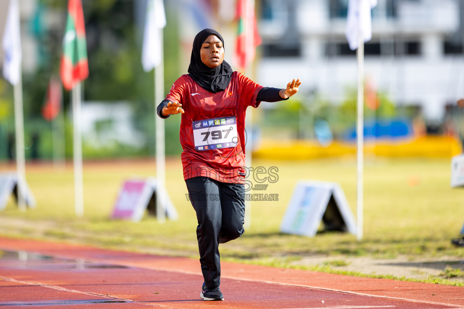 Day 1 of MWSC Interschool Athletics Championships 2024 held in Hulhumale Running Track, Hulhumale, Maldives on Saturday, 9th November 2024. 
Photos by: Ismail Thoriq / images.mv