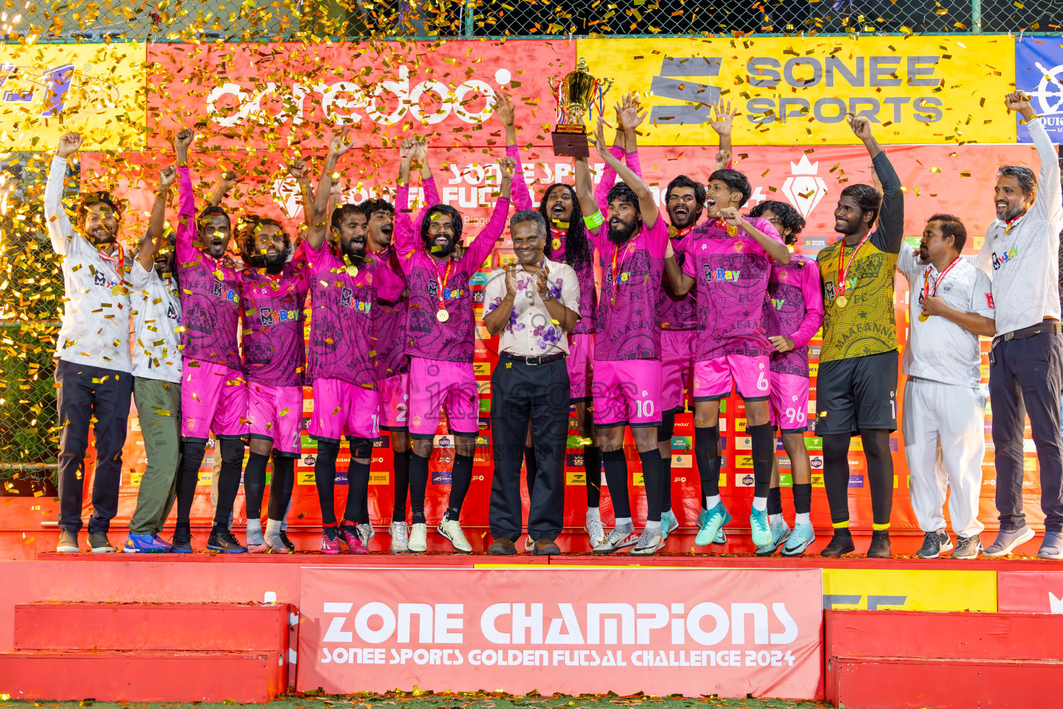 Maafannu vs Villimale in Zone 8 Final on Day 38 of Golden Futsal Challenge 2024 which was held on Friday, 23rd February 2024, in Hulhumale', Maldives Photos: Ismail Thoriq / images.mv