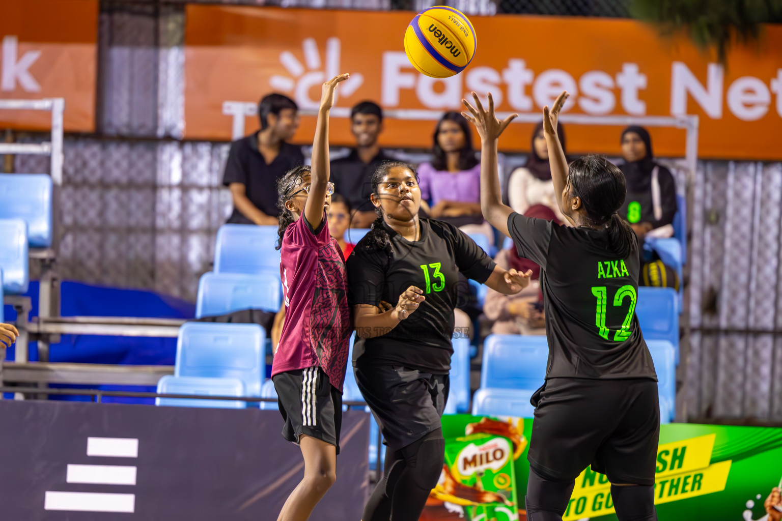 Day 2 of MILO Ramadan 3x3 Challenge 2024 was held in Ekuveni Outdoor Basketball Court at Male', Maldives on Wednesday, 13th March 2024.
Photos: Ismail Thoriq / images.mv