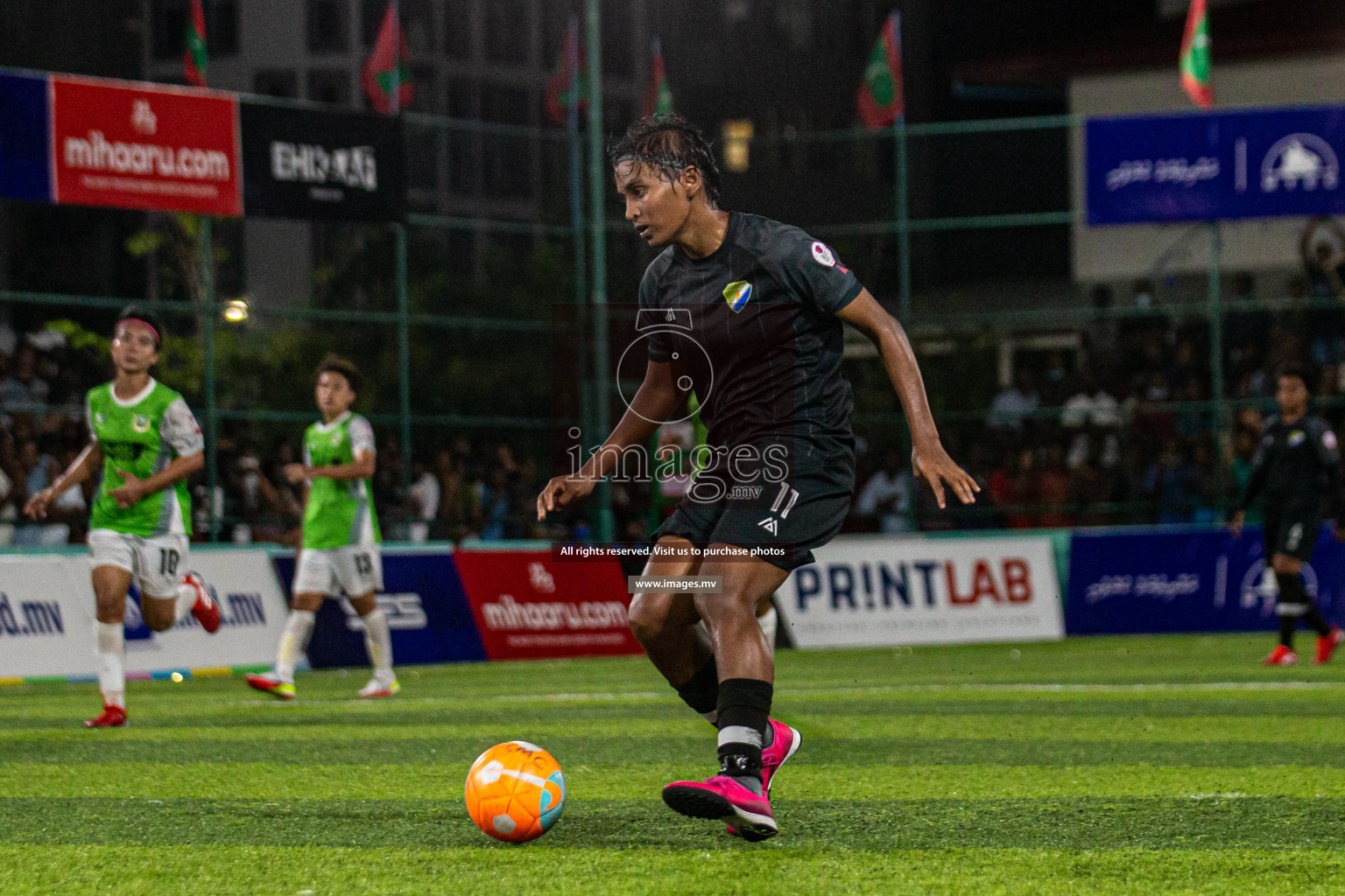 Club WAMCO vs DSC in the Semi Finals of 18/30 Women's Futsal Fiesta 2021 held in Hulhumale, Maldives on 14th December 2021. Photos: Shu Abdul Sattar / images.mv