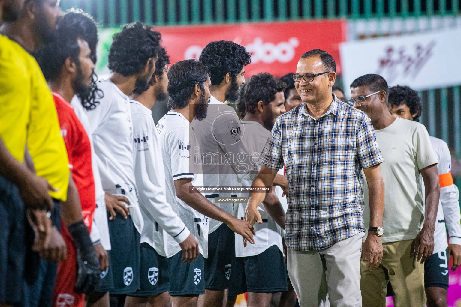 R. Meedhoo vs R. Inguraidhoo in Day 7 of Golden Futsal Challenge 2023 on 11 February 2023 in Hulhumale, Male, Maldives