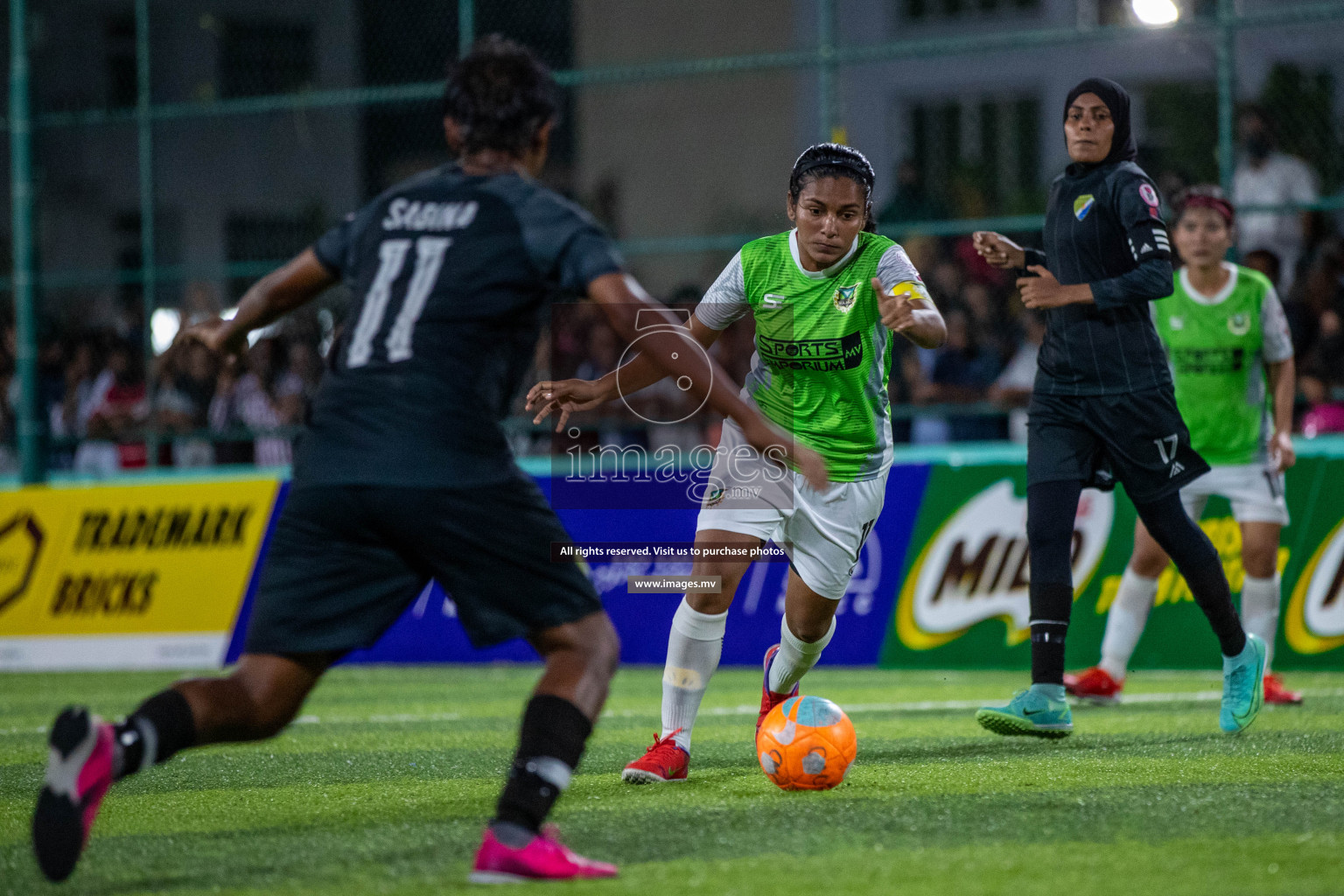 Club WAMCO vs DSC in the Semi Finals of 18/30 Women's Futsal Fiesta 2021 held in Hulhumale, Maldives on 14th December 2021. Photos: Ismail Thoriq / images.mv