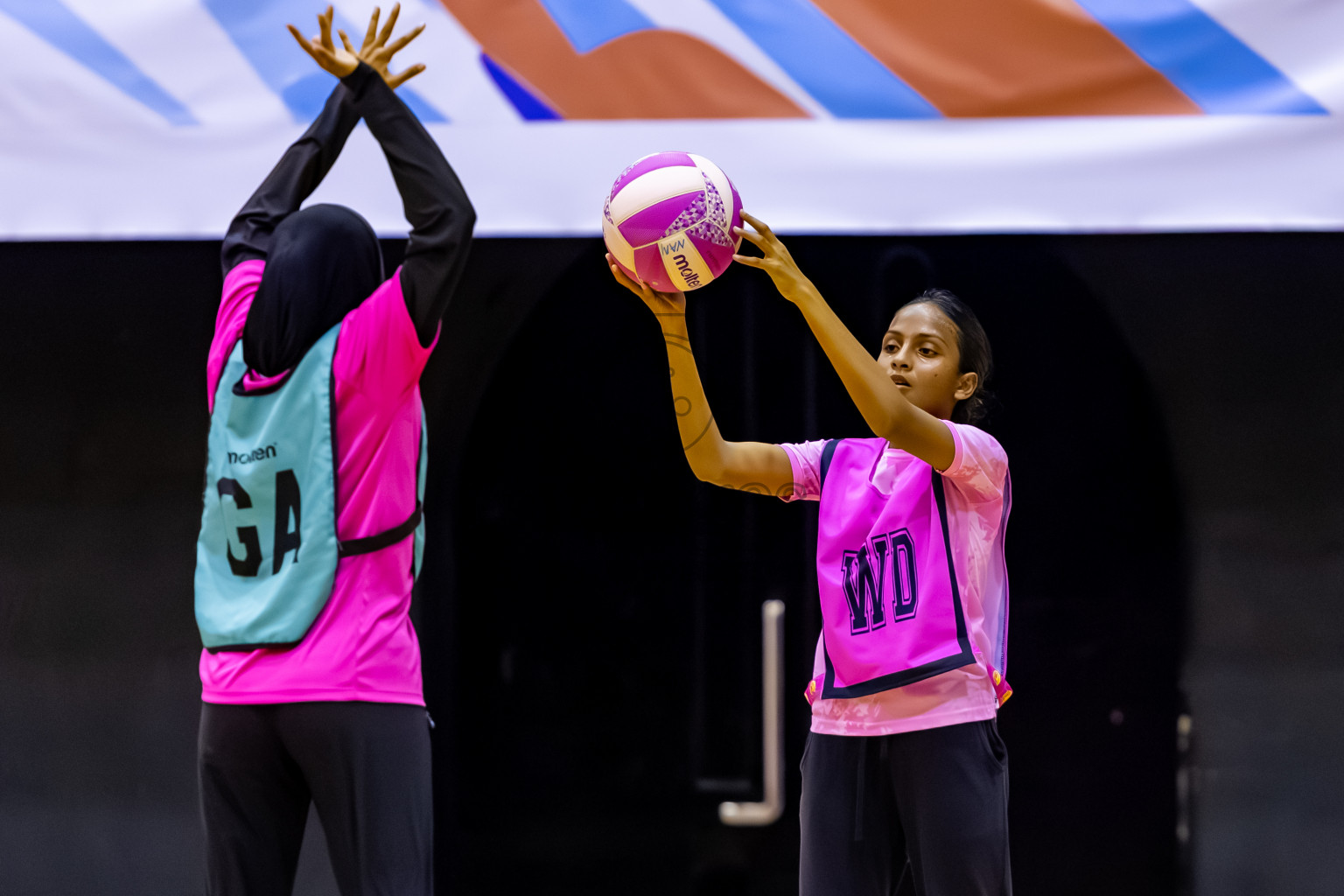 MV netters vs Xenith SC in Day 4 of 24th Milo Netball Association Championship held in Social Center at Male', Maldives on Thursday, 4th September 2025. Photos: Nausham Waheed / images.mv