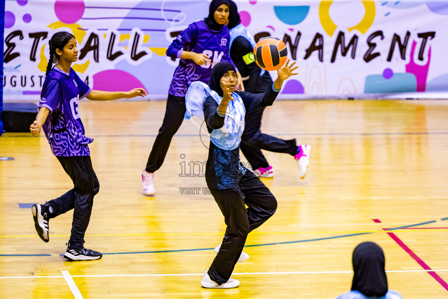 Day 3 of 25th Inter-School Netball Tournament was held in Social Center at Male', Maldives on Sunday, 11th August 2024. Photos: Nausham Waheed / images.mv