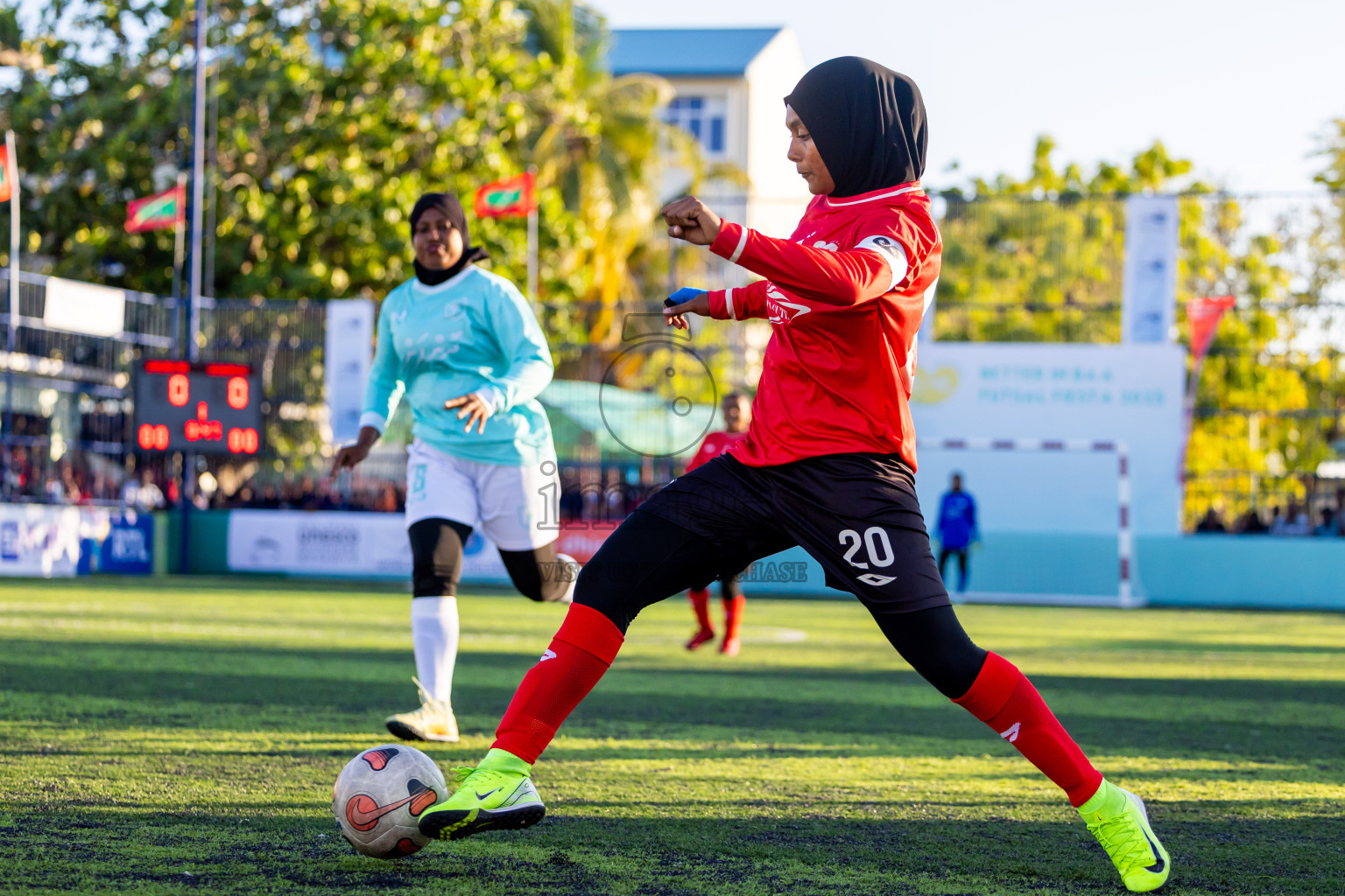 Dhonfan vs Goidhoo in Day 3 of Better in Baa Futsal Fiesta 2025 Woman's division held in B. Eydhafushi, Maldives on Friday, 7th November 2025. Photos: Nausham Waheed / images.mv