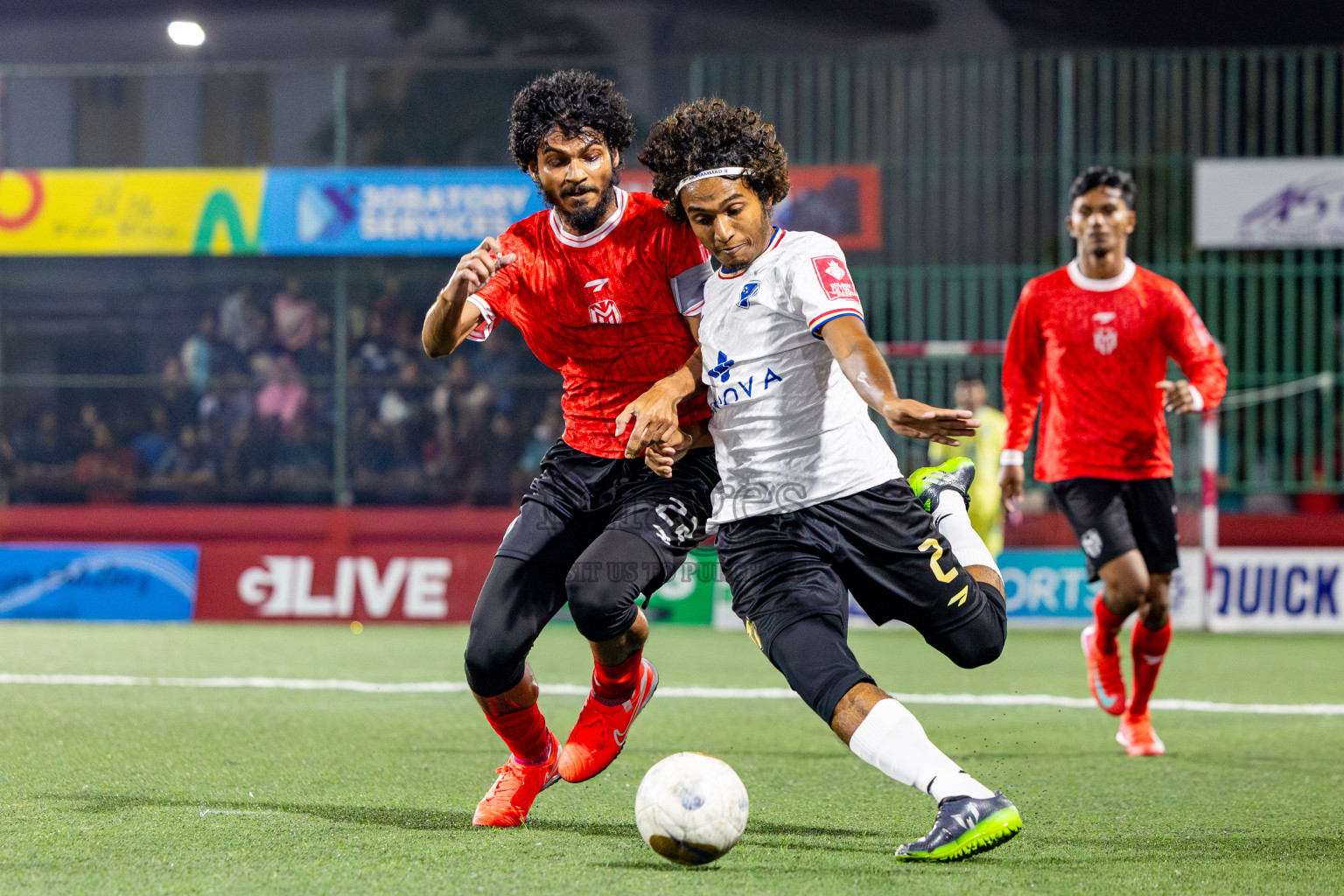 DH Maaenboodhoo vs DH Kudahuvadhoo in Dhaalu Atoll Finals in Day 25 of Golden Futsal Challenge 2025 was held on Wednesday , 28th January 2025, in Hulhumale', Maldives. Photos: Nausham Waheed / images.mv