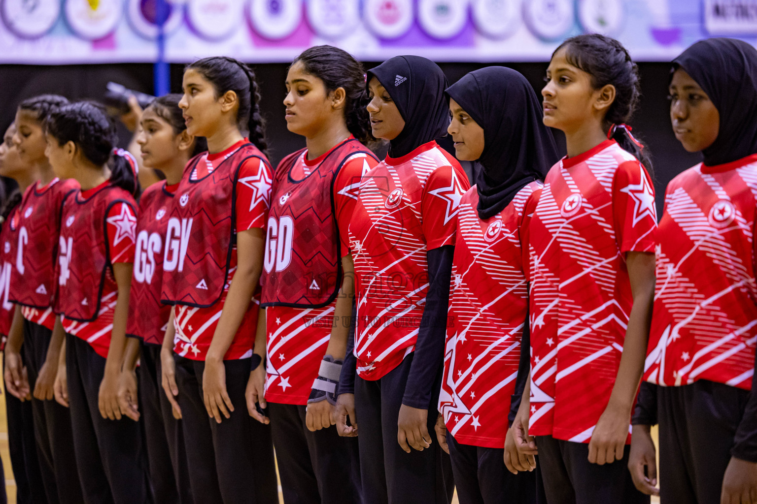 Iskandhar School vs Ghiyasuddin International School in the U15 Finals of Inter-school Netball Tournament held in Social Center at Male', Maldives on Monday, 26th August 2024. Photos: Hassan Simah / images.mv