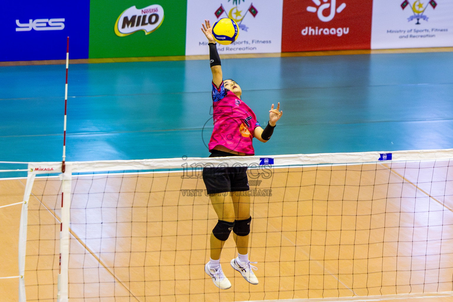 Good Games Sports Academy vs Volleyball Youth New Generation in Day 5 of Women's Division of VAM Cup 2025 held in Male', Maldives on Sunday, 13th April 2025 at Social Center Indoor Hall Photos By: Nausham Waheed / images.mv