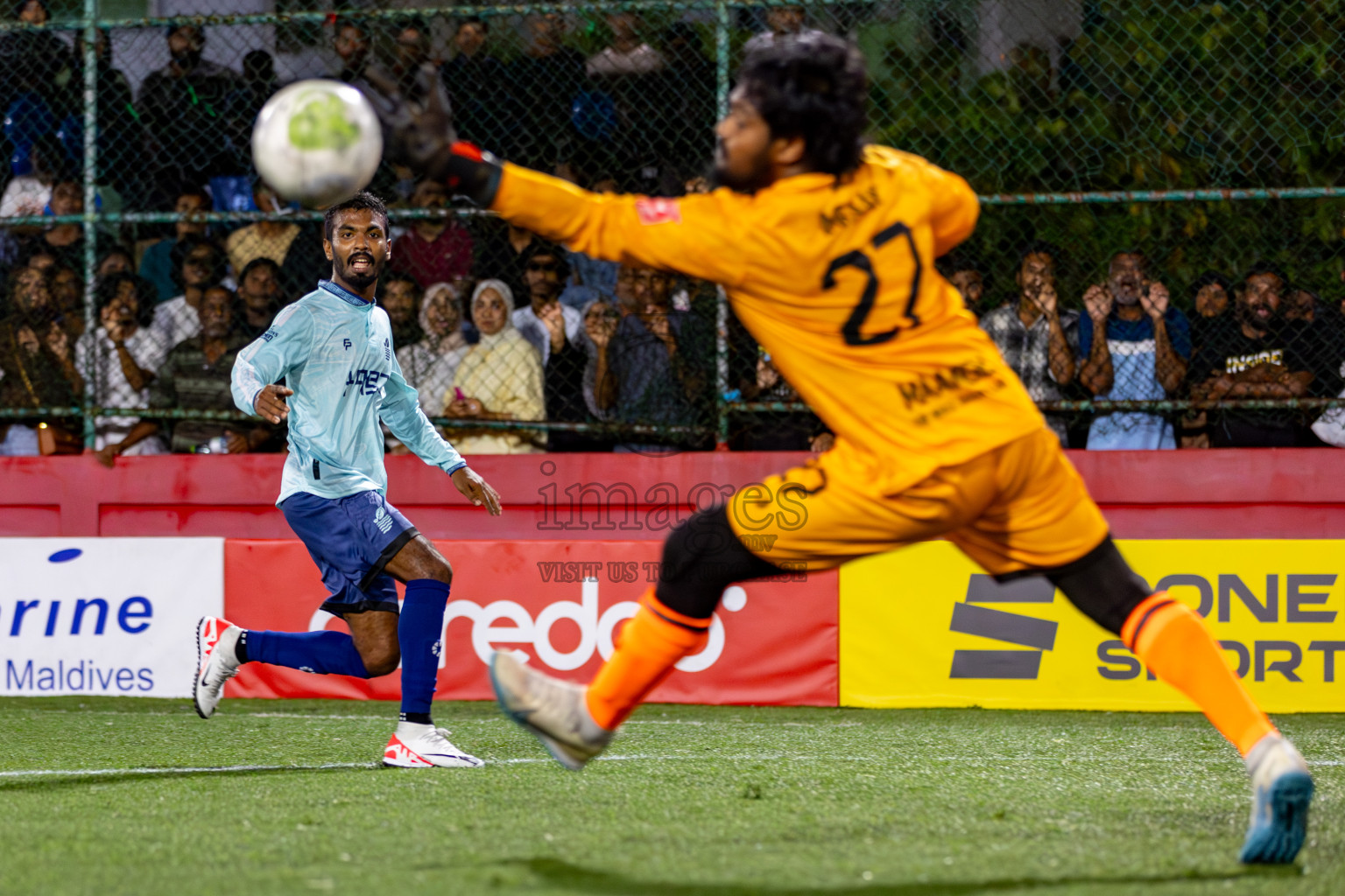 AA. Mathiveri VS ADh. Maamigili in Zone 4 Group Stage Final on Day 38 of Golden Futsal Challenge 2024 which was held on Friday, 23rd February 2024, in Hulhumale', Maldives 
Photos: Hassan Simah/ images.mv