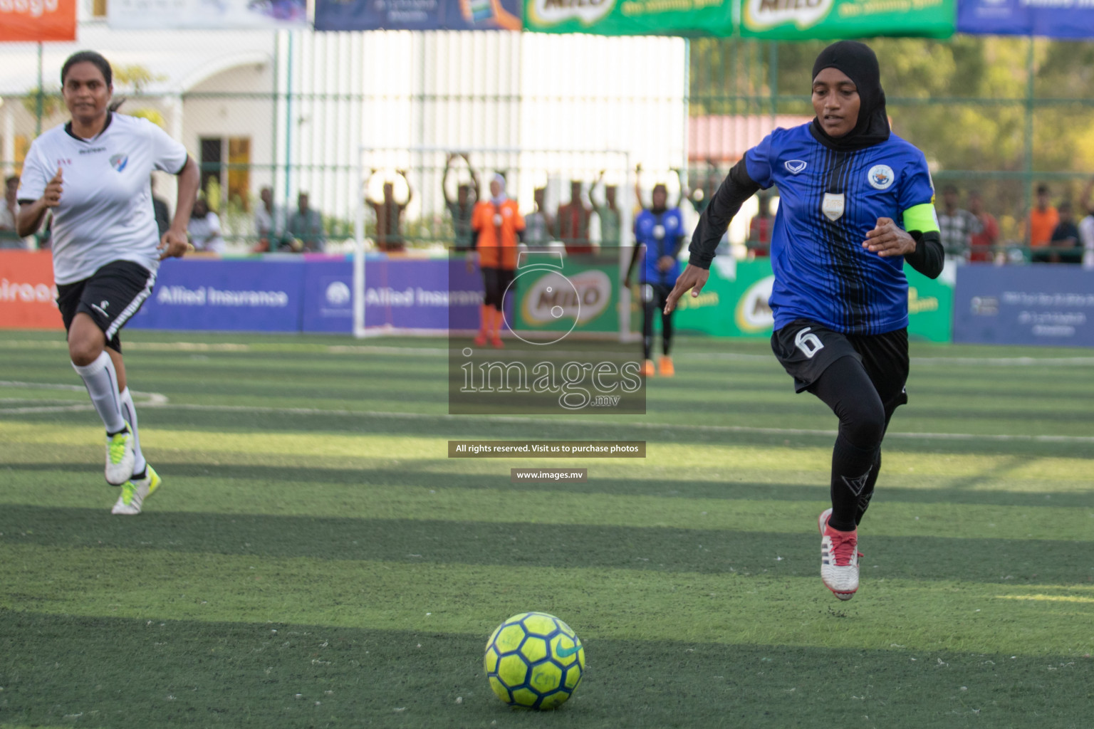 Maldives Ports Limited vs Dhivehi Sifainge Club in the semi finals of 18/30 Women's Futsal Fiesta 2019 on 27th April 2019, held in Hulhumale Photos: Hassan Simah / images.mv