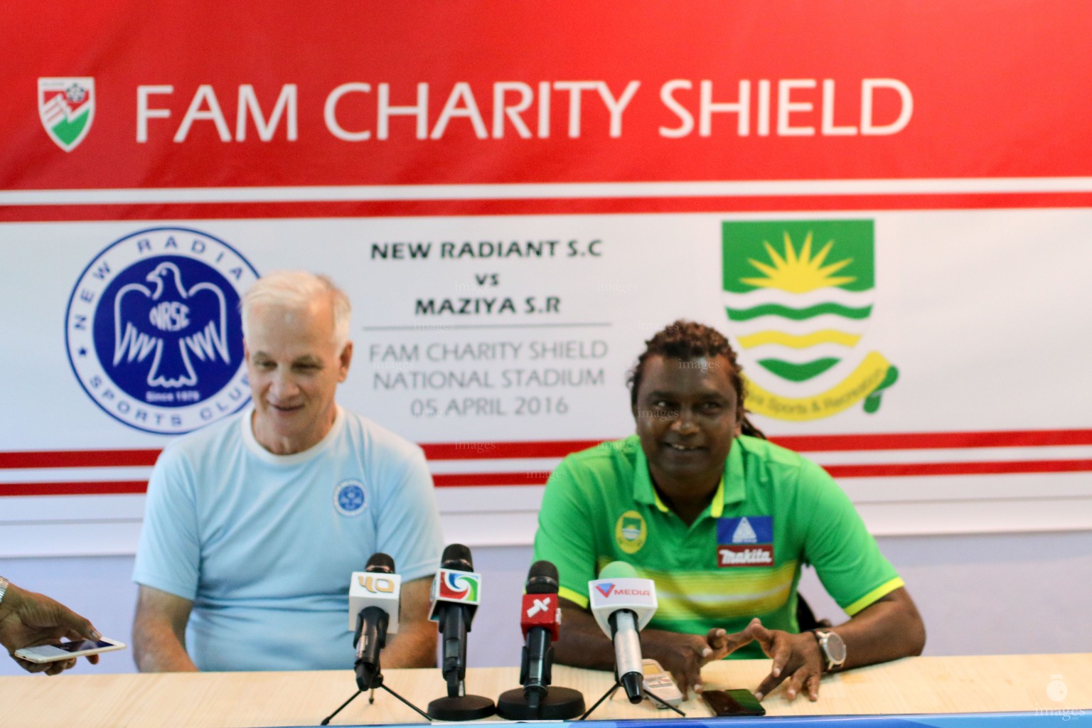 Prematch press conference of FAM Charity Shield between Maziya and New Radiant Sports Club in Male', Maldives, Monday, April. 04, 2016.(Images.mv Photo/ Hussain Sinan).