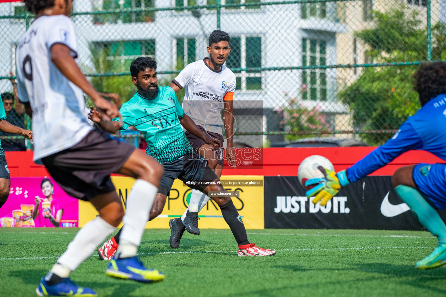 K. Dhiffushi vs K. Thulusdhoo in Day 6 of Golden Futsal Challenge 2023 on 10 February 2023 in Hulhumale, Male, Maldives