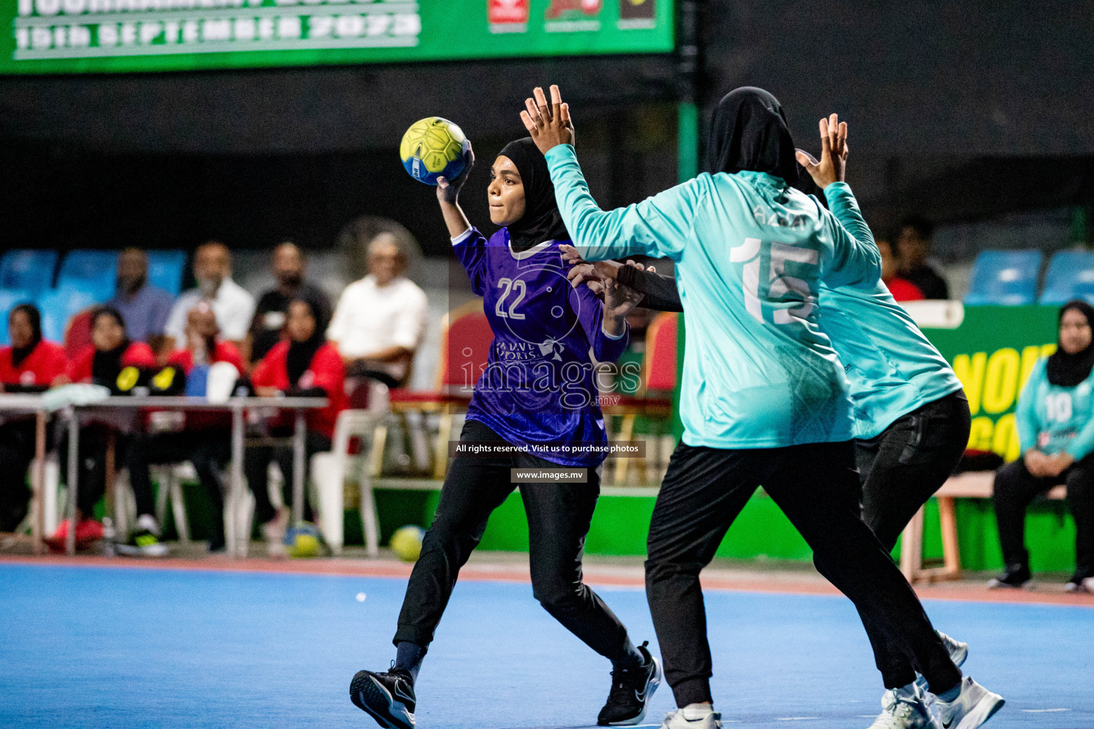 Day 8 of 7th Inter-Office/Company Handball Tournament 2023, held in Handball ground, Male', Maldives on Friday, 23rd September 2023 Photos: Hassan Simah/ Images.mv