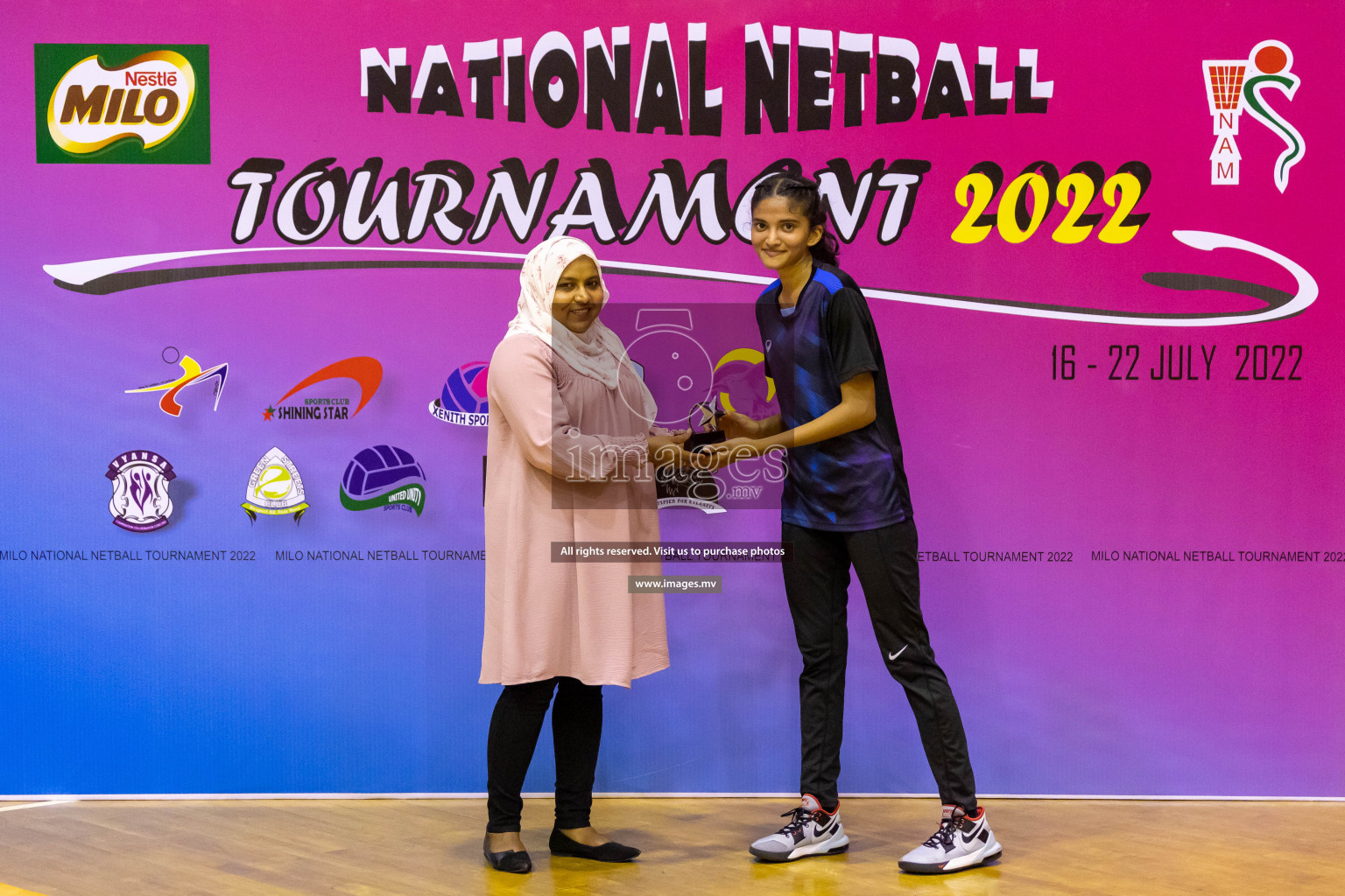 Lorenzo Sports Club vs Youth United Sports Club in the Milo National Netball Tournament 2022 on 20 July 2022, held in Social Center, Male', Maldives. Photographer: Hassan Simah / Images.mv