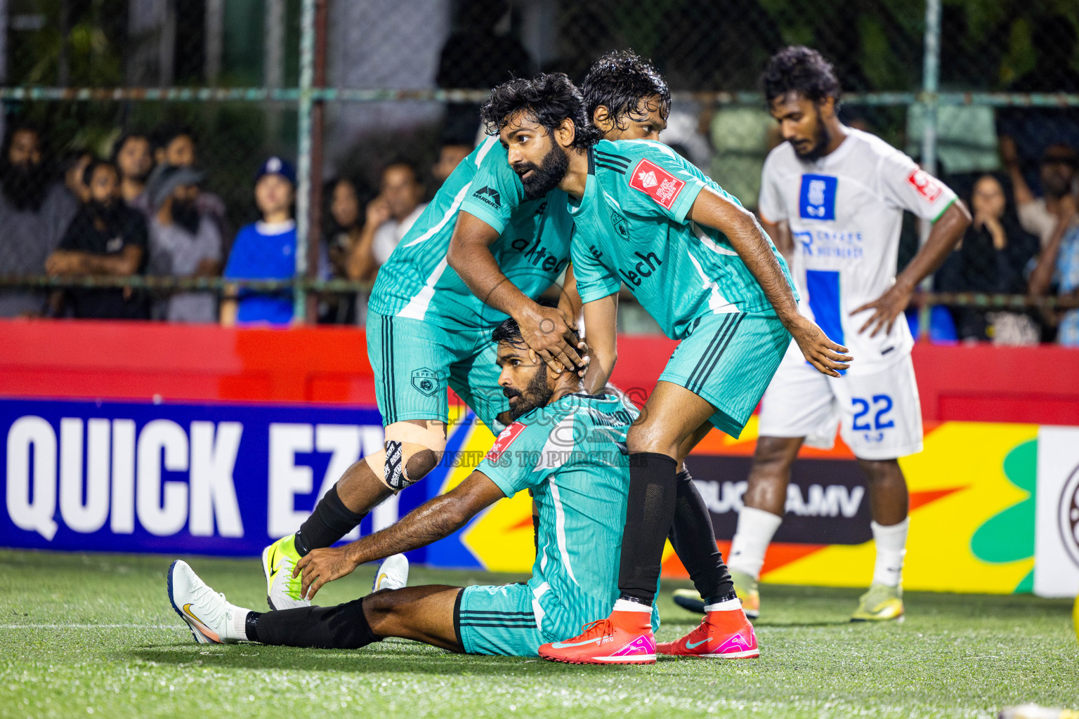 S Feydhoo vs S Hithadhoo in Seenu Atoll Final in Day 24 of Golden Futsal Challenge 2025 was held on Tuesday , 28th January 2025, in Hulhumale', Maldives. Photos: Nausham Waheed / images.mv